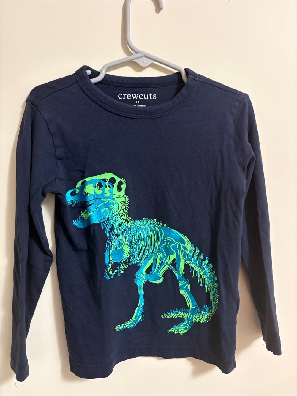 crewcuts Navy Long-Sleeve Tee with Neon Green & Aqua Dinosaur